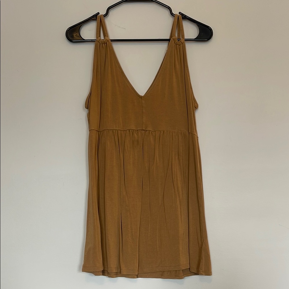 Camel Sleeveless V-Neck Maternity Top